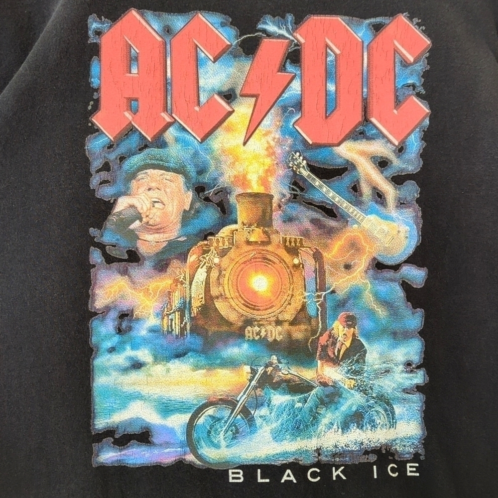 AC/DC Black Ice Graphic Classic Short Sleeve Crewneck Band T-shirt Black XL - Picture 3 of 10